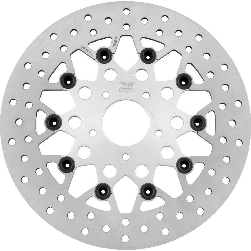 Twin Power 84-17 Big Twin Exc 11.8 and Lug Mount 84-13 XL Front 11.5 Floating Rotor Mesh Silver