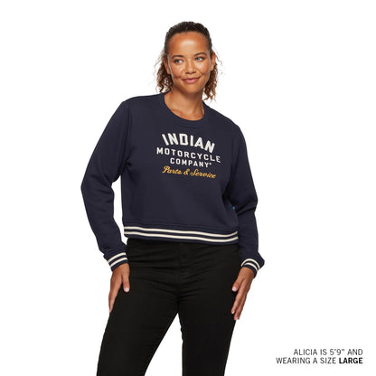 Indian Motorcycle Women's Cropped Retro Top, Navy - XL - 286479809