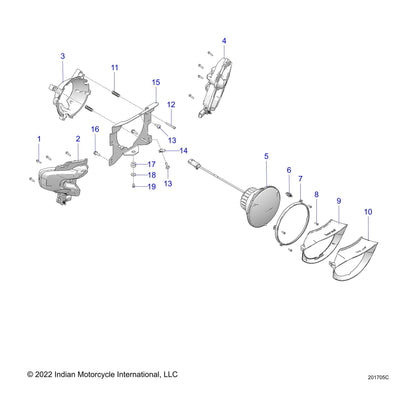 Polaris Indian Motorcycle Headlight Carrier, Genuine OEM Part 5456816, Qty 1