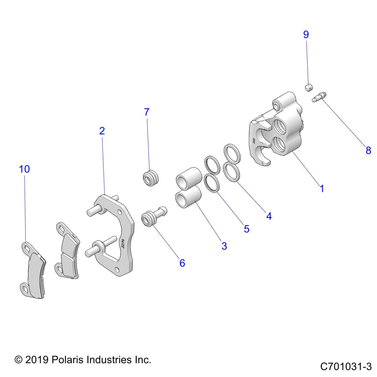 Polaris RZR Left Hand Double Grooved Brake Caliper Assembly, Genuine OEM Part 1912478, Qty 1