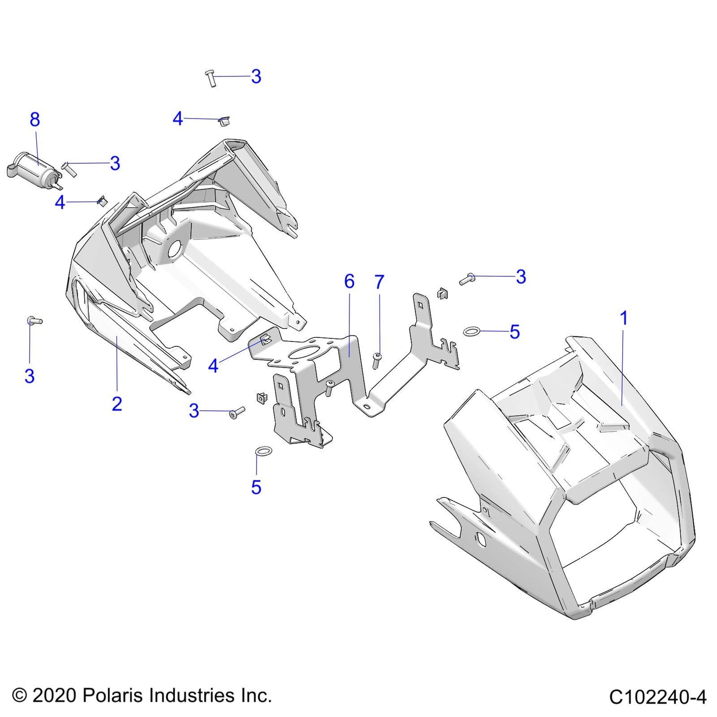 Polaris ATV Headlight Pod, Molded HDPE, White Lightning, Genuine OEM Part 5451310-599, Qty 1