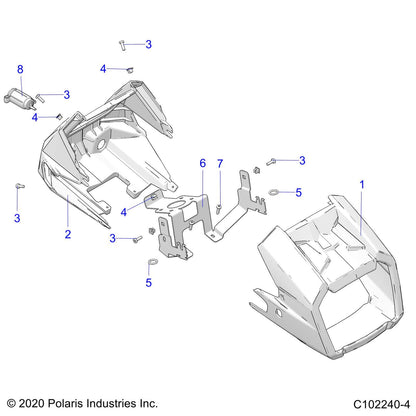 Polaris ATV Headlight Pod, Molded HDPE, White Lightning, Genuine OEM Part 5451310-599, Qty 1