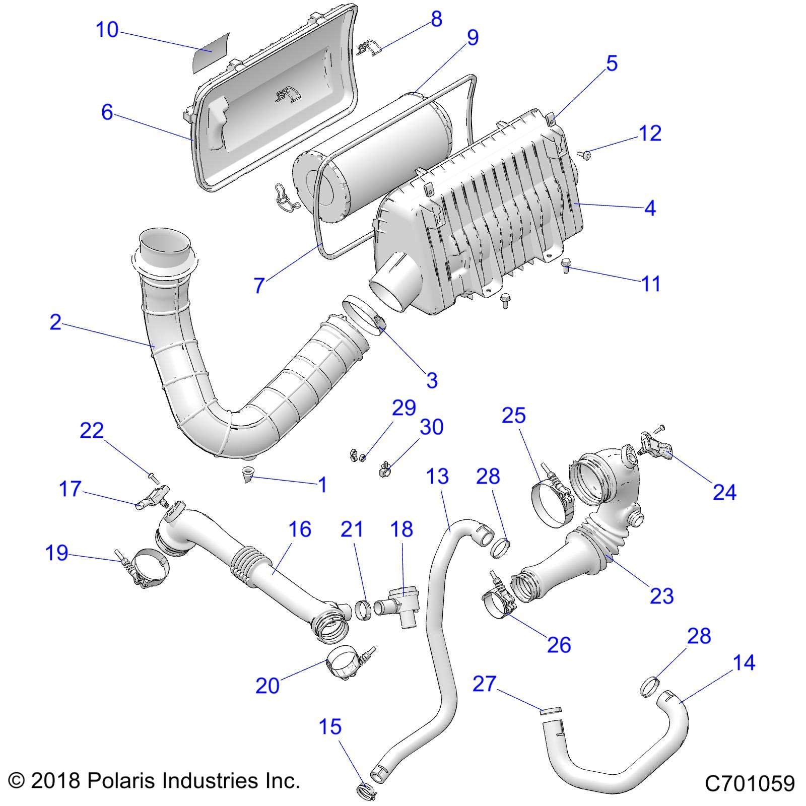 Polaris RZR Duct Assembly, Intake Air, Genuine OEM Part 1240933, Qty 1