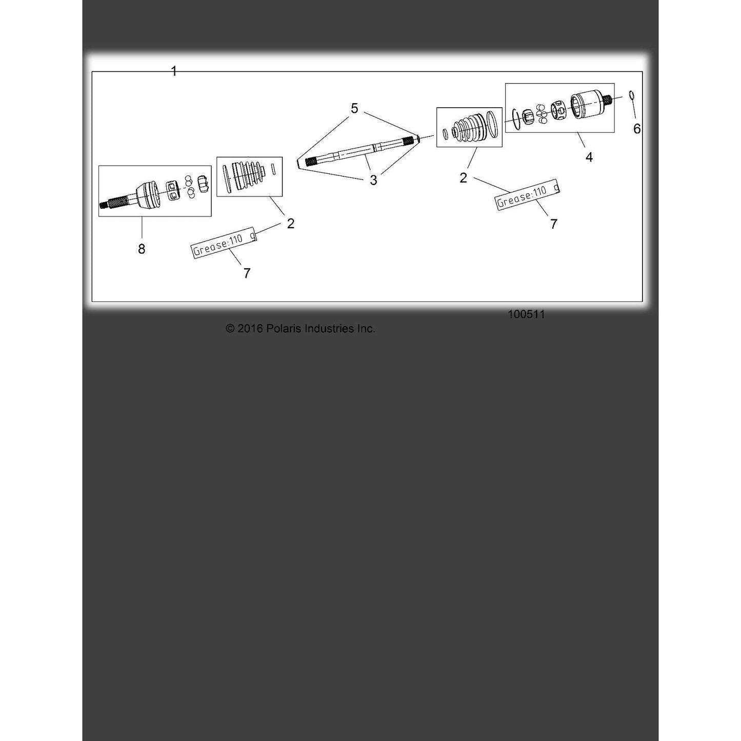 Polaris Ranger Plunging Joint, Genuine OEM Part 2204103, Qty 1