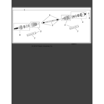 Polaris Ranger Plunging Joint, Genuine OEM Part 2204103, Qty 1