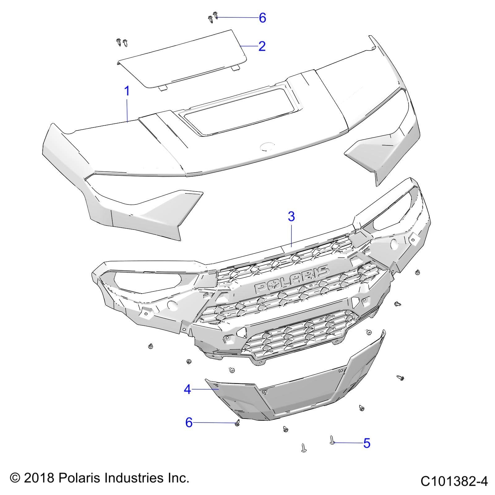 Polaris Ranger MZ Hood, Sagebrush Green, Genuine OEM Part 5454491-560, Qty 1