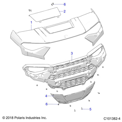 Polaris Ranger MZ Hood, Sagebrush Green, Genuine OEM Part 5454491-560, Qty 1