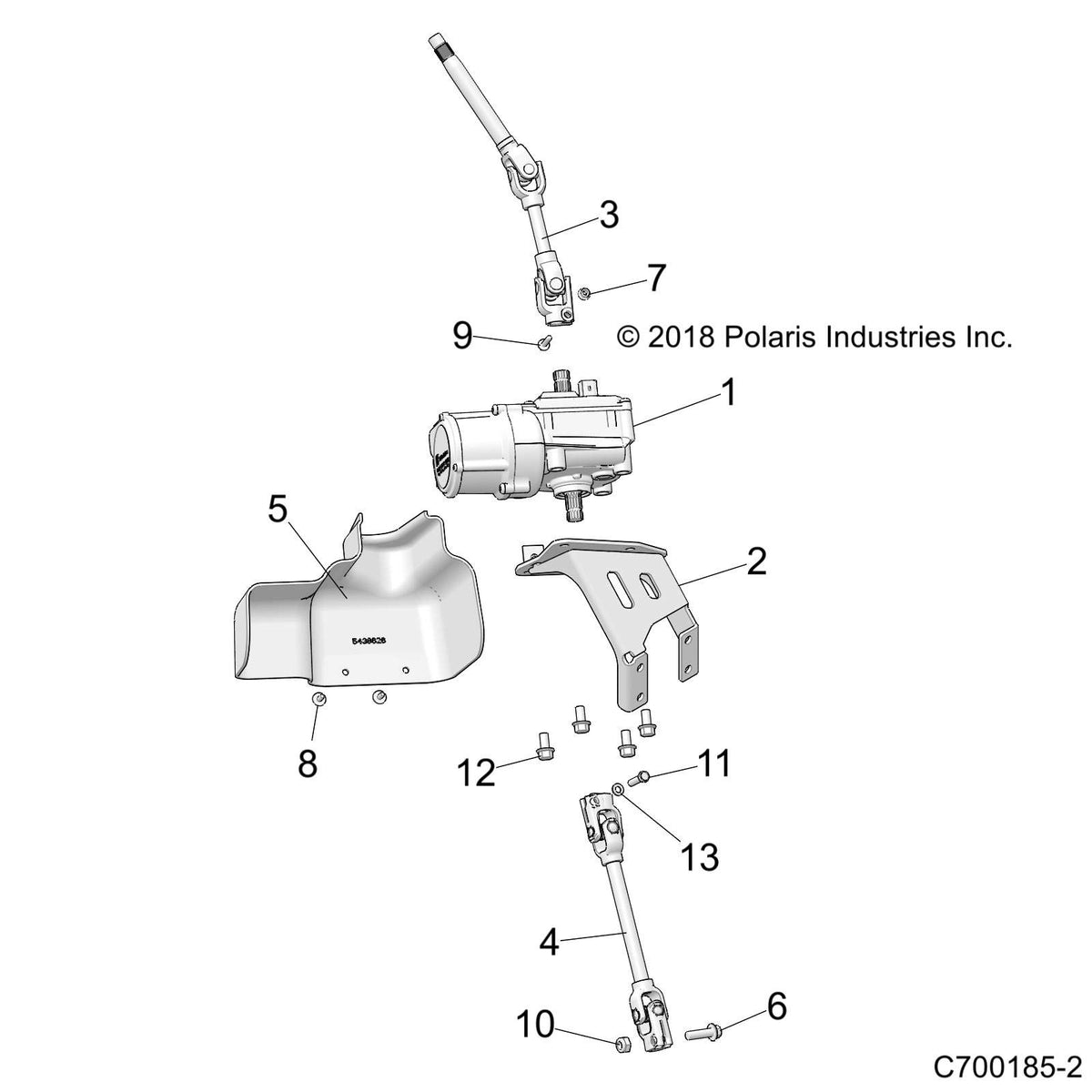 Polaris RZR Steering Shaft, Lower, Genuine OEM Part 1823782, Qty 1