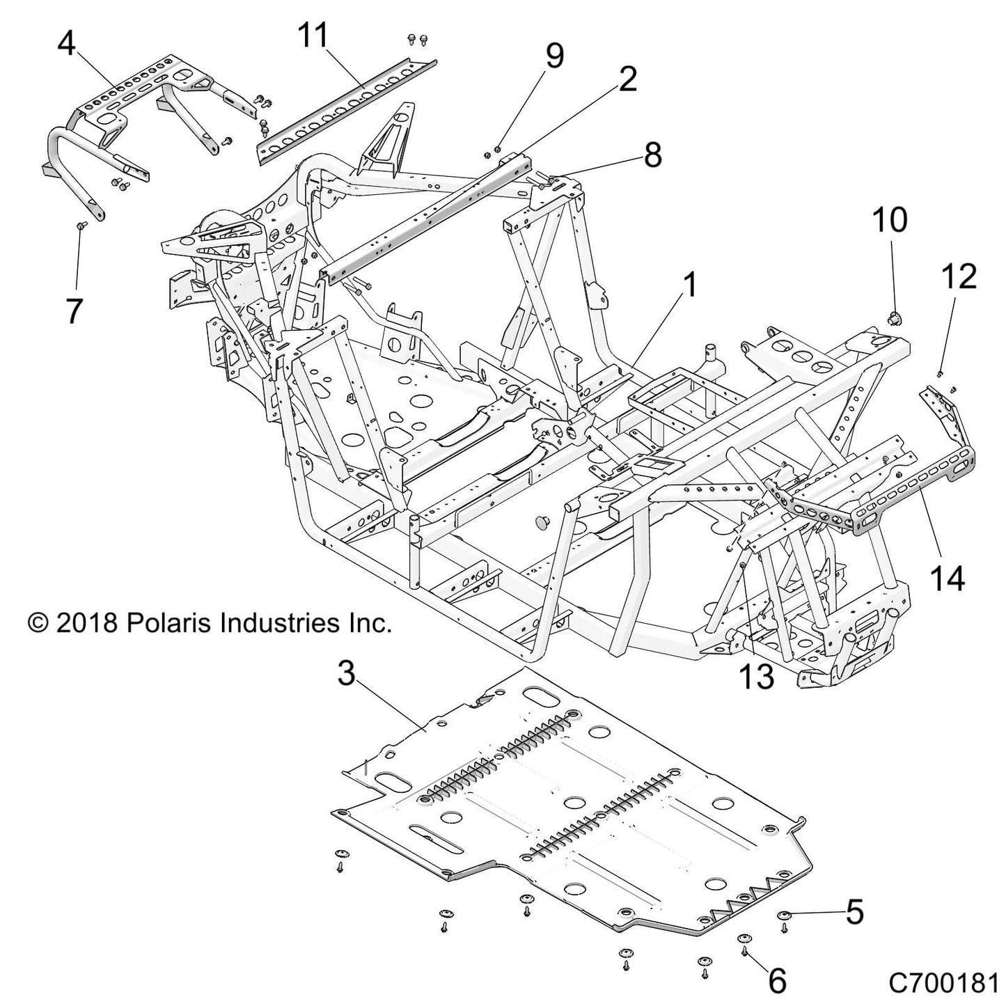 Polaris RZR Bumper Weld, Rear, E-Coat, Genuine OEM Part 1023404-329, Qty 1