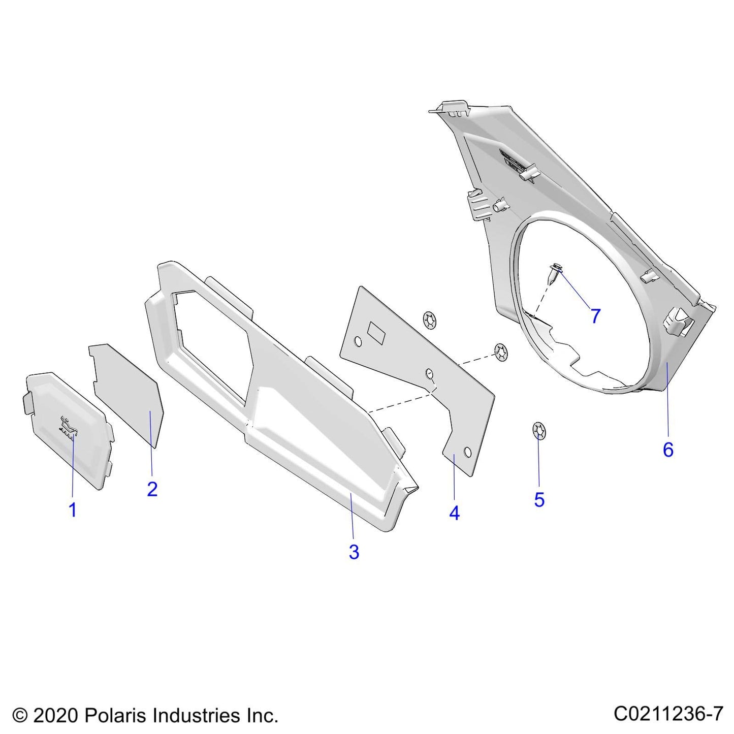 Polaris ATV Close off Panel, Right, 1 Up, Black, Genuine OEM Part 5454172-070, Qty 1