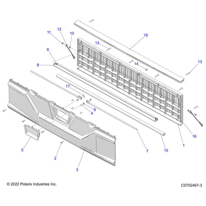 Polaris Ranger Tailgate Assembly, Gloss Black, Genuine OEM Part 2636365-070, Qty 1