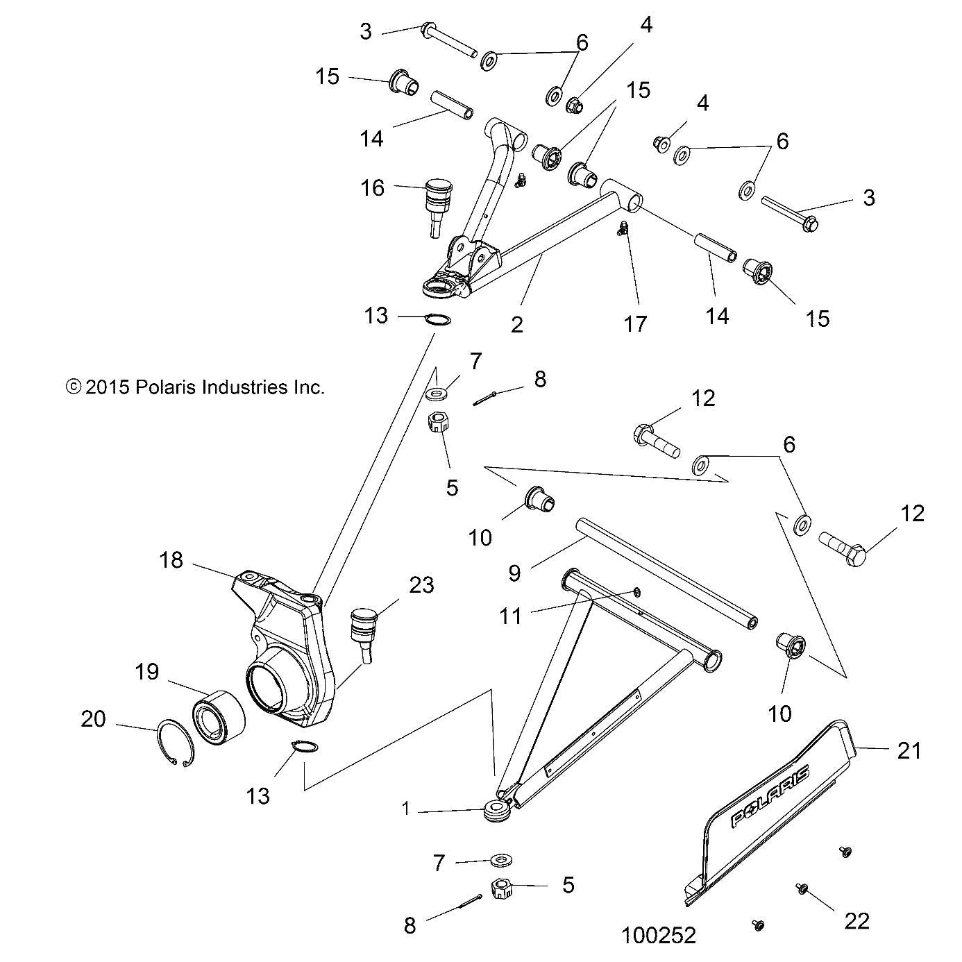 Polaris ATV Control Arm, Lower, Front, Right, Matte Black, Genuine OEM Part 1020988-458, Qty 1
