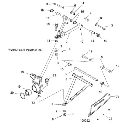 Polaris ATV Control Arm, Lower, Front, Right, Matte Black, Genuine OEM Part 1020988-458, Qty 1
