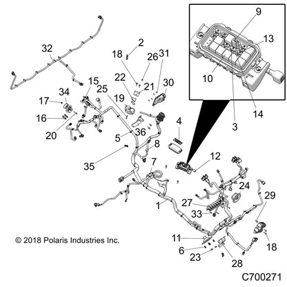 Polaris Ranger HVAC Chassis Harness, Genuine OEM Part 2414447, Qty 1