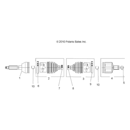Polaris ATV Drive Shaft Assembly, Front, Genuine OEM Part 1332931, Qty 1