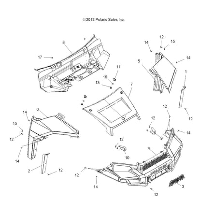 Polaris Ranger Fender, Front, Left Side, Sagebrush Green Metallic, Genuine OEM Part 5439009-498, Qty 1