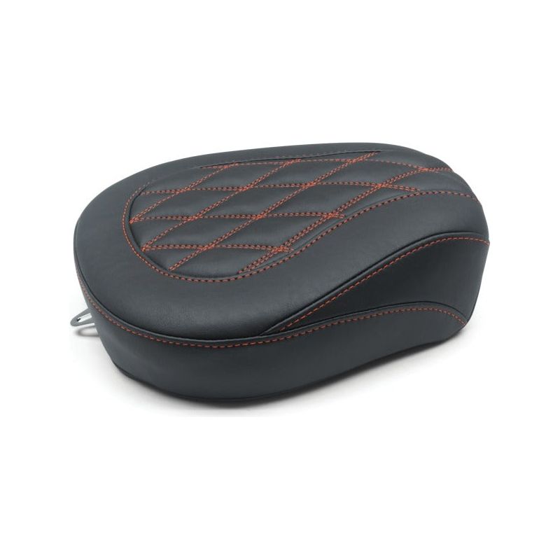 Mustang 08-21 Harley Wide Tripper FL Touring Passenger Seat w/Red Diamond Stitch - Black