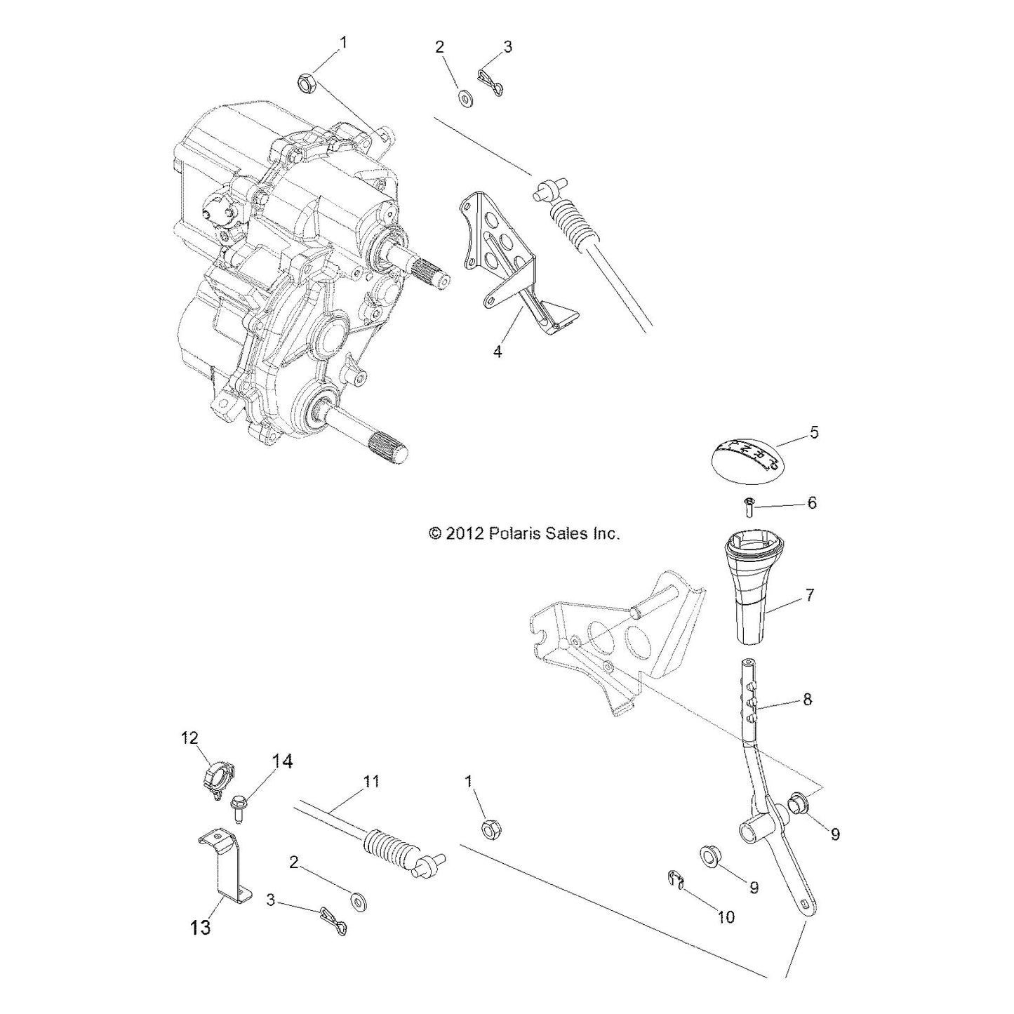 Polaris RZR Shift Cable, S4, Genuine OEM Part 7081591, Qty 1