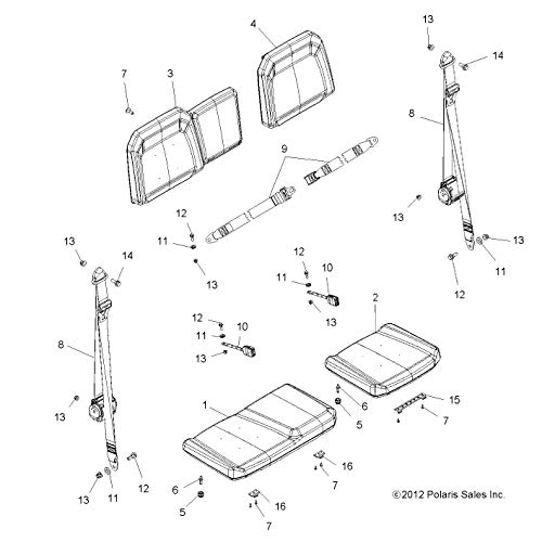 Polaris Ranger Bottom Covering, 40, Black/White/Orange, Genuine OEM Part 2685572, Qty 1