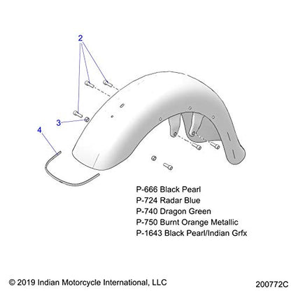 Indian Motorcycle Front Fender, Genuine OEM Part 1024381-750, Qty 1