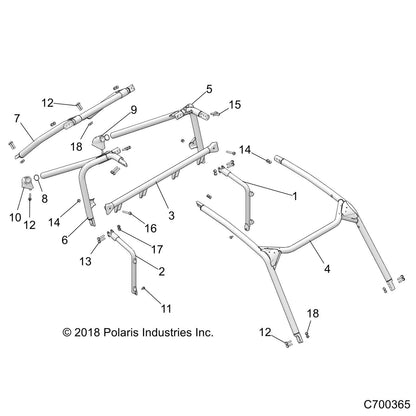 Polaris RZR Rops Weld, Mount, Seatbelt, Matte Black, Genuine OEM Part 1023678-458, Qty 1