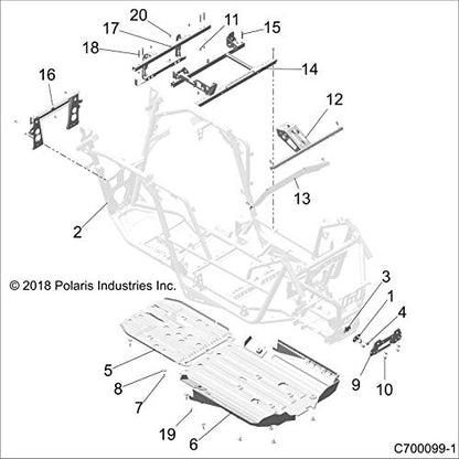 Polaris RZR Tow Hook Backer Bracket, Matte Black, Genuine OEM Part 5264362-458, Qty 1
