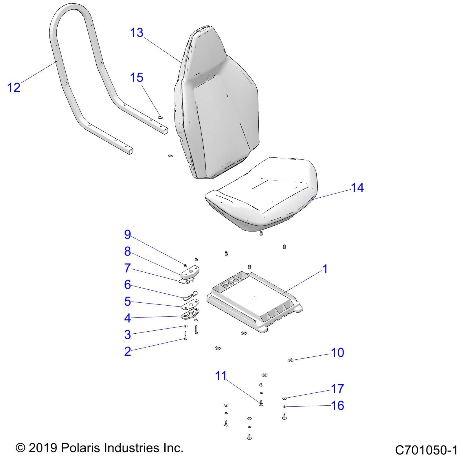 Polaris RZR Seat Back Assembly, Genuine OEM Part 2687837, Qty 1