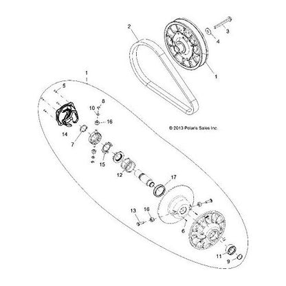 Polaris RZR Tied Driven Clutch? Assembly, Genuine OEM Part 1323060, Qty 1