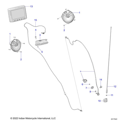 Indian Motorcycle Power Supply Assembly, Display 2 CH, 4VPP, V2, Genuine OEM Part 2414626, Qty 1