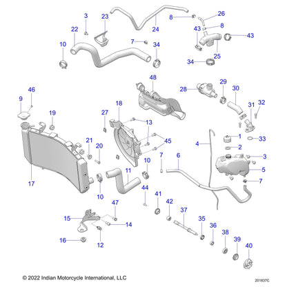 Indian Motorcycle Core Radiator, Genuine OEM Part 1241357, Qty 1