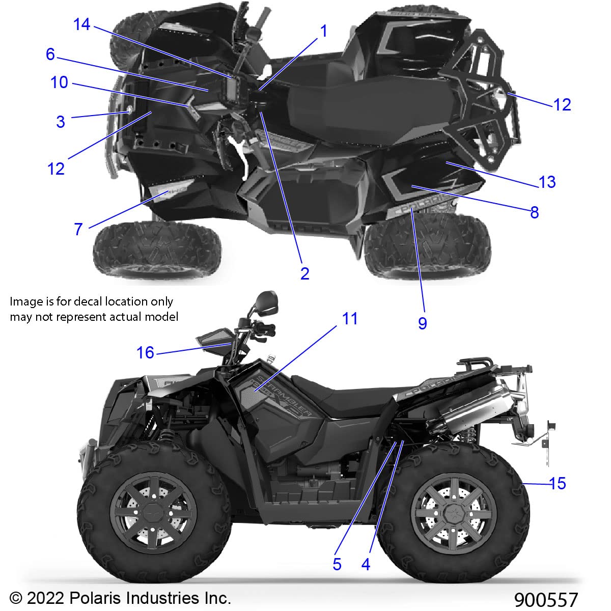 Polaris ATV Decal-RR.FNDR,TOP,LH, Genuine OEM Part 7188987, Qty 1