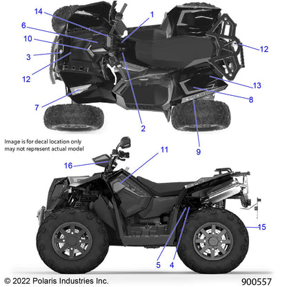 Polaris ATV Decal-RR.FNDR,TOP,LH, Genuine OEM Part 7188987, Qty 1