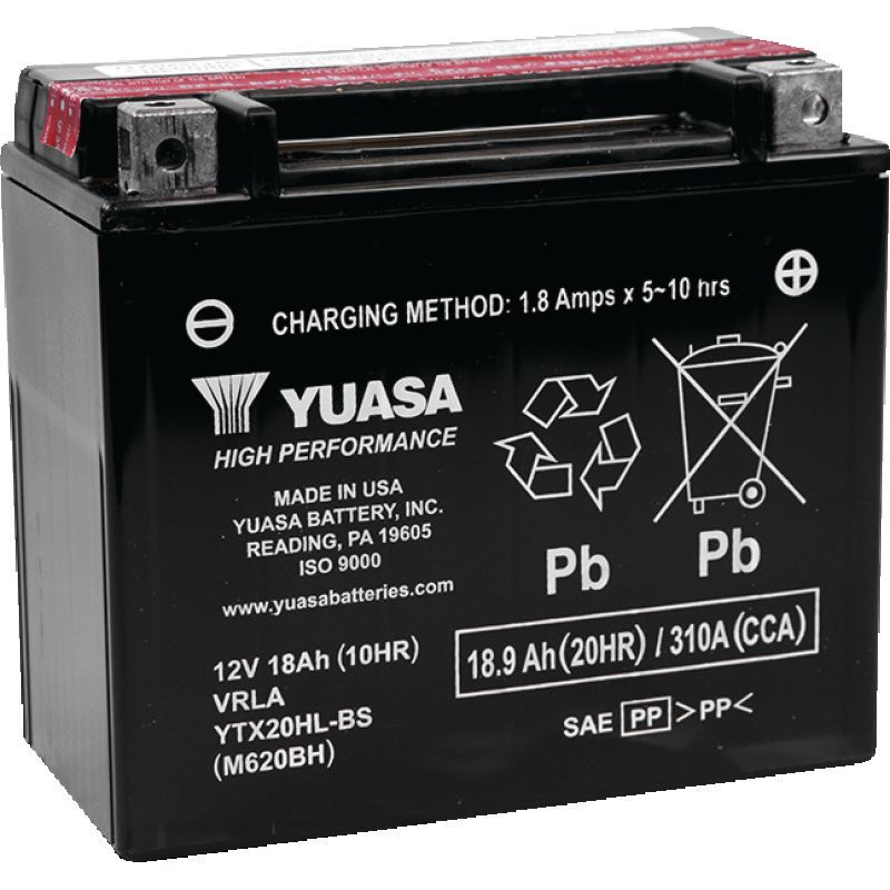 Yuasa YTX20HL-BS High Performance AGM Battery w/Bottle