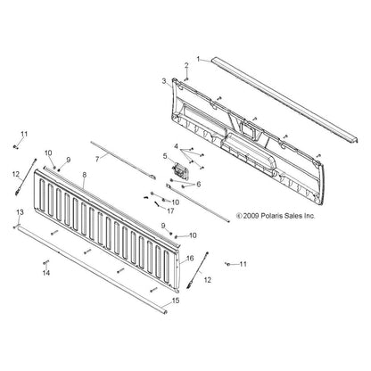 Polaris Ranger Outer Tailgate Panel, Gloss Black, Genuine OEM Part 5437565-070, Qty 1