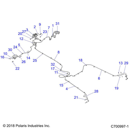 Polaris RZR Brake Line, 180 Degrees, Genuine OEM Part 1912880, Qty 1