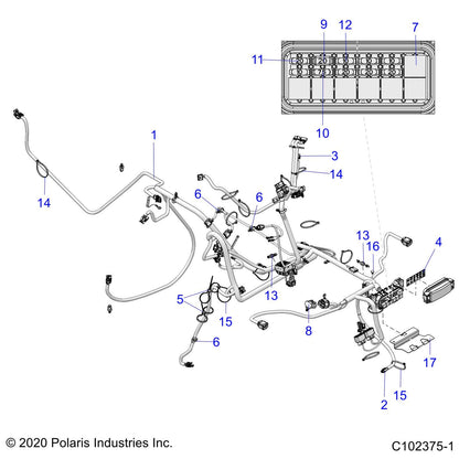 Polaris ATV Main Harness, [incl. 1-6, 9-10, 12-14, 18-19, All Kits, Cover], Genuine OEM Part 2415155, Qty 1