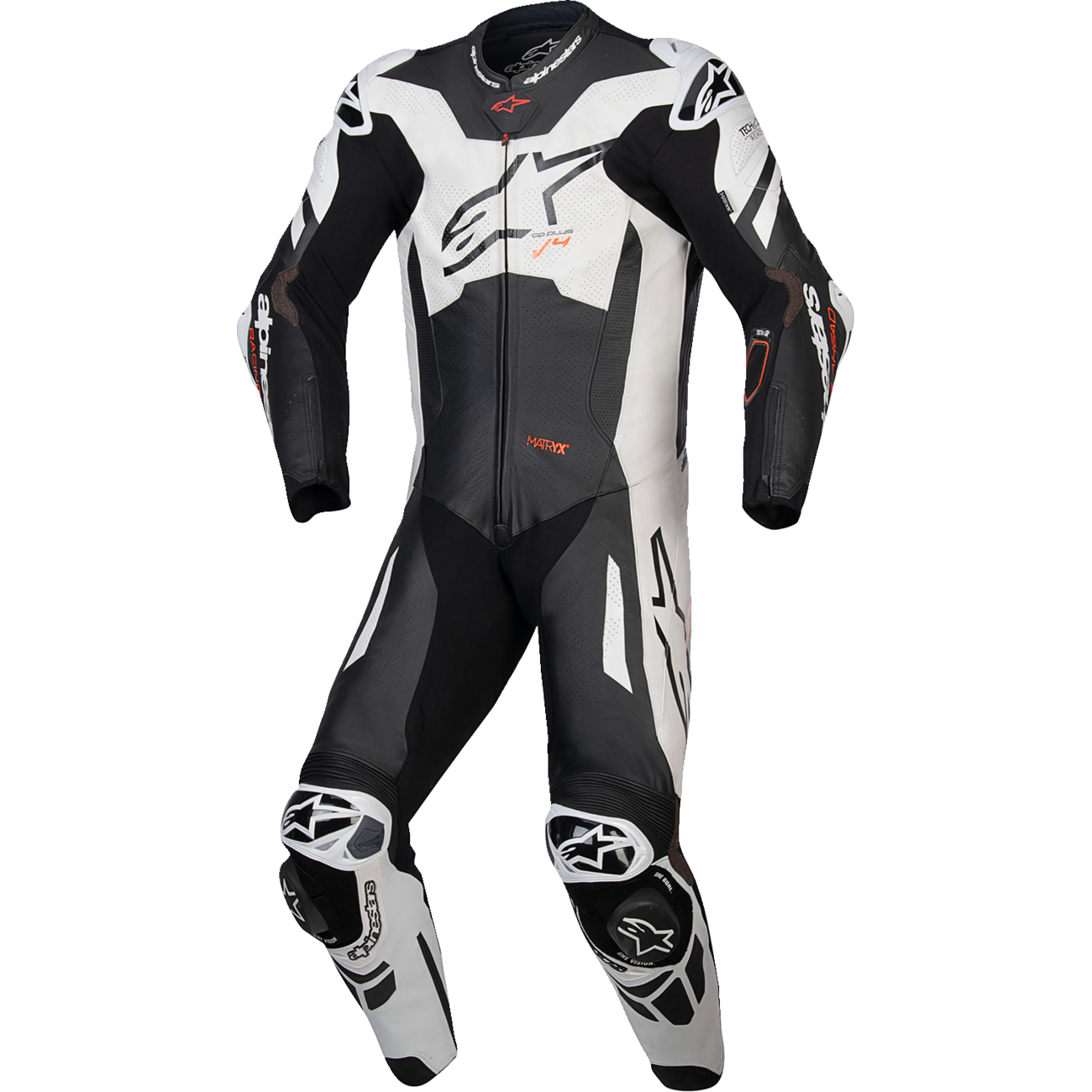 ALPINESTARS GP Plus v4 Sprint 1-Piece Leather Suit - Black/Red Fluo/White - US 40 / EU 50 3150225-1231-50