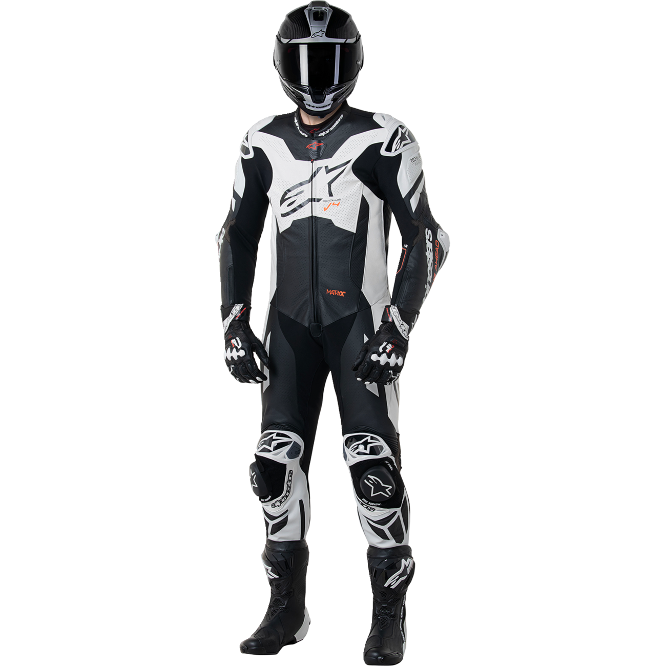 ALPINESTARS GP Plus v4 Sprint 1-Piece Leather Suit - Black/Red Fluo/White - US 42 / EU 52 3150225-1231-52