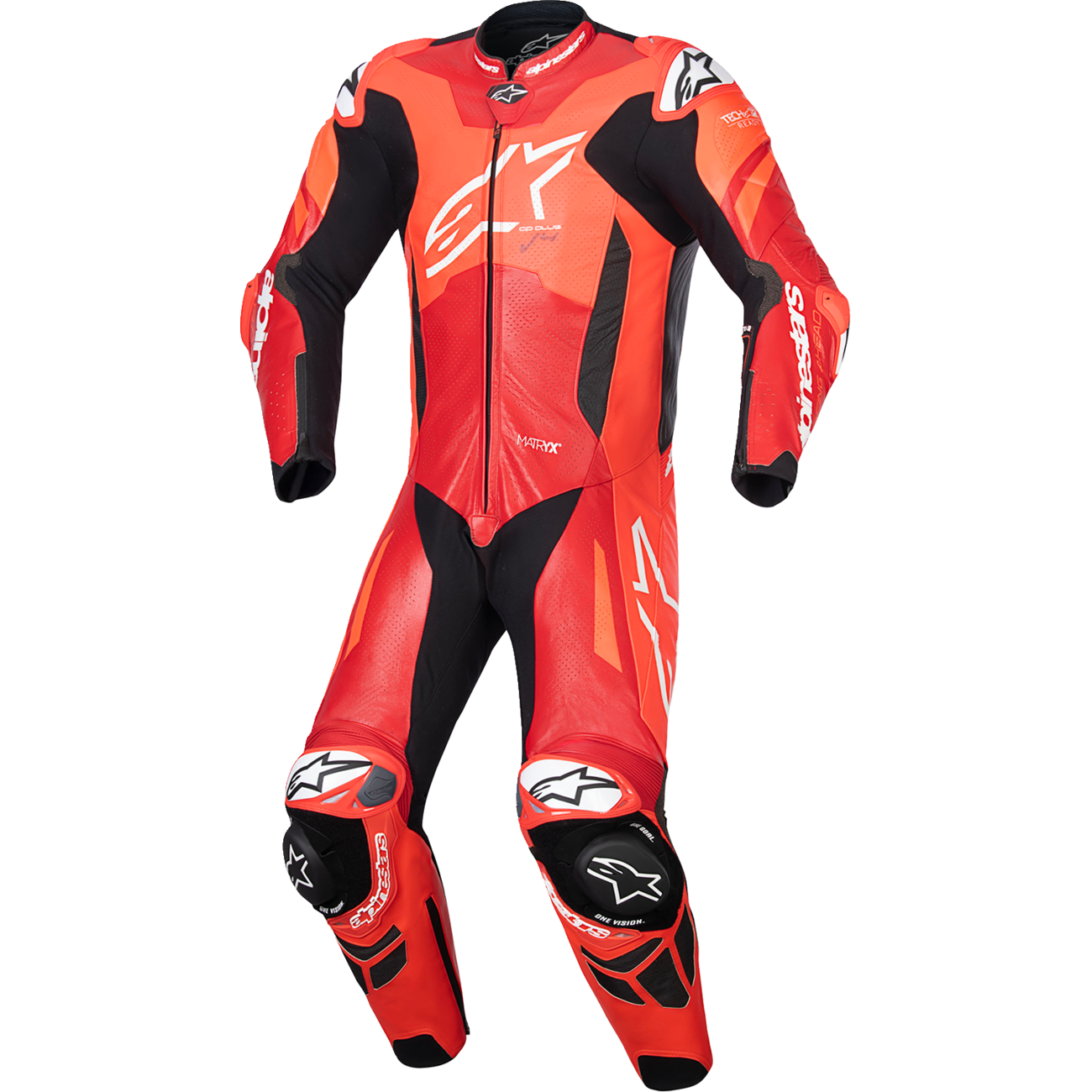 ALPINESTARS GP Plus v4 Sprint 1-Piece Leather Suit - Red Fluo/Mid Red/White - US 44 / EU 54 3150225-3087-54