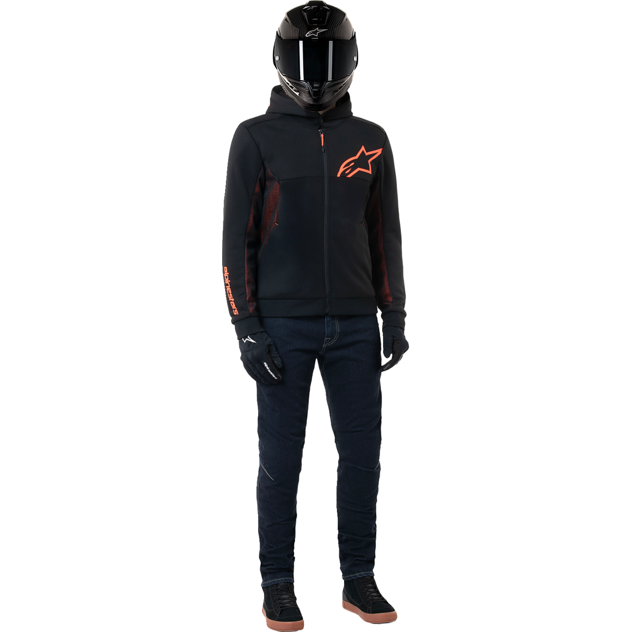 ALPINESTARS Chrome Air Sport Hoodie - Black/Red Fluo - Large 4200425-1030-L