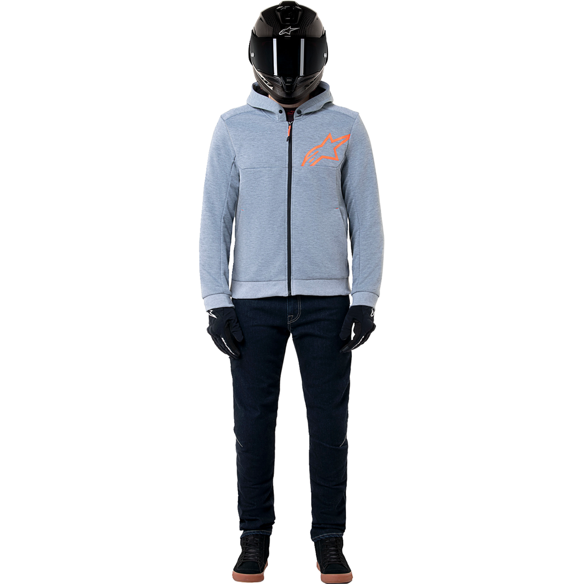 ALPINESTARS Chrome v2 Sport Hoodie - Heather Gray/Red Fluo - 2XL 4200325-9199-2XL