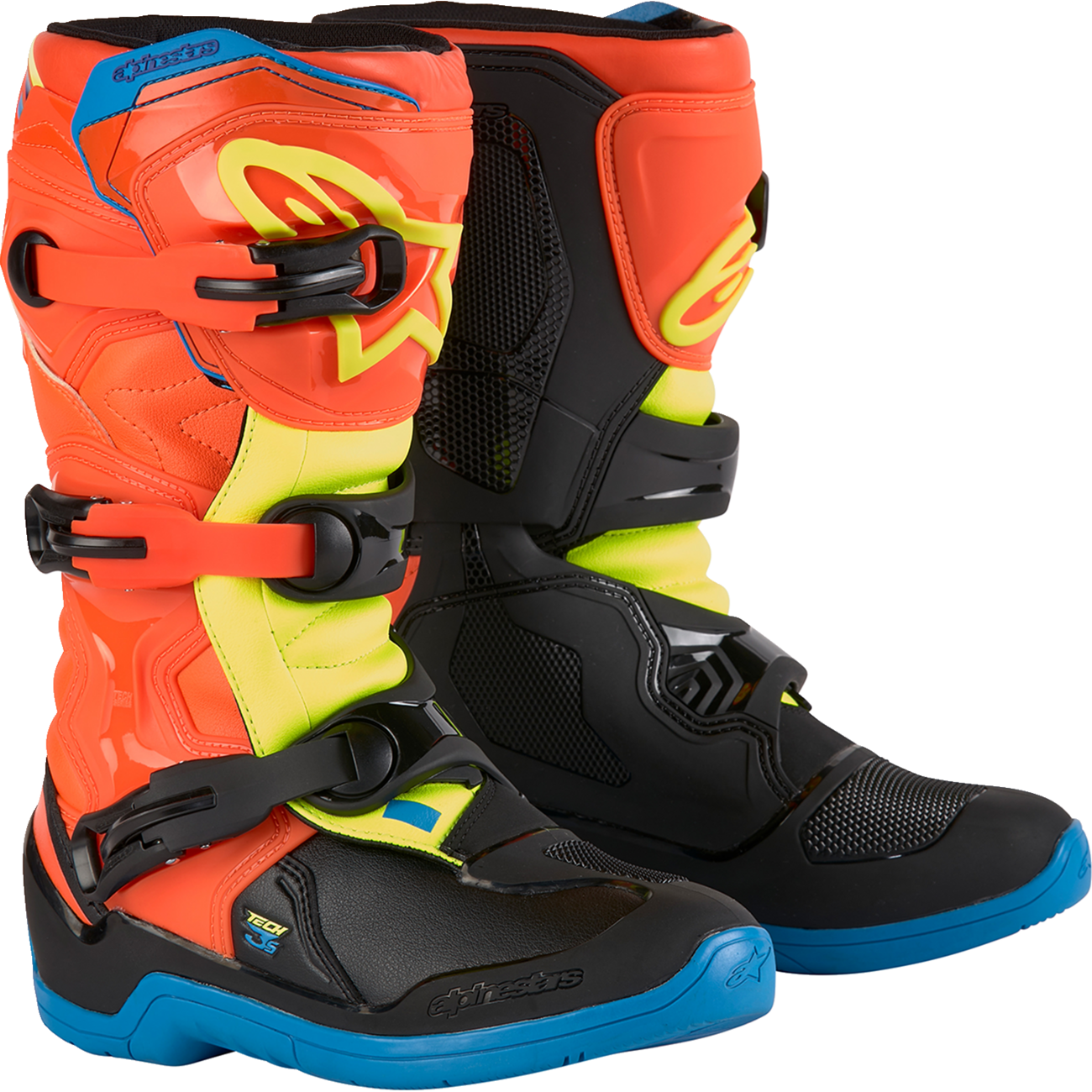 ALPINESTARS Youth Tech3S Boots - Orange/Blue/Yellow/Black - US 6 / EU 39 2014024-4755-6