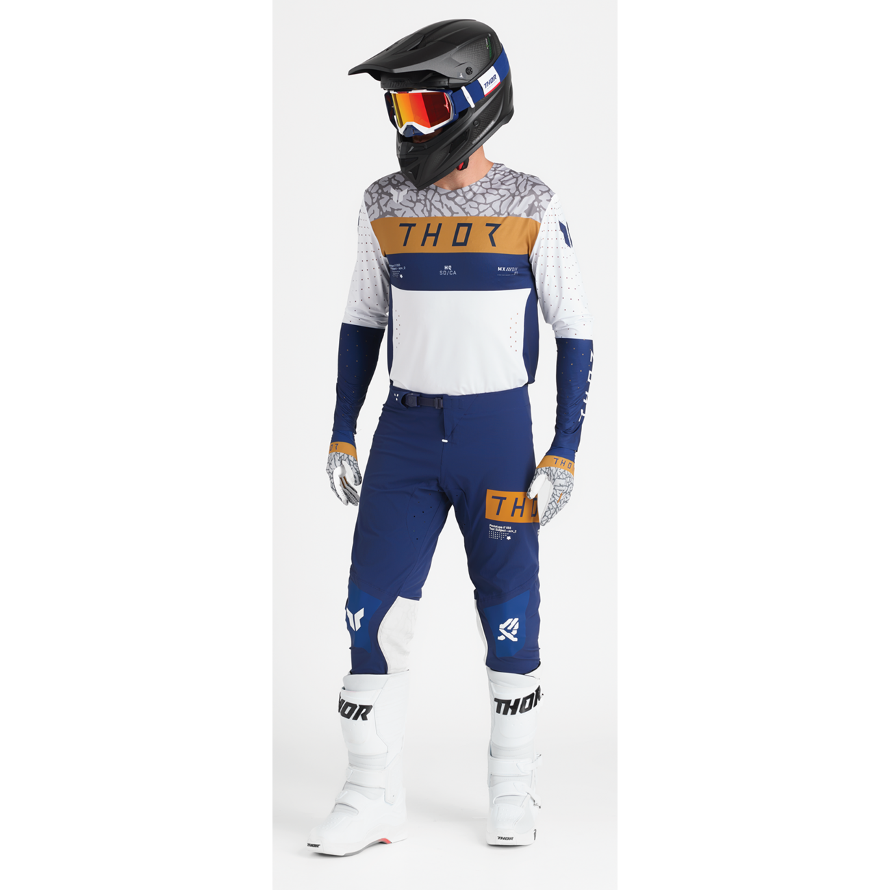 THOR Sportmode Bravo Gloves - Navy/Copper - XS 3330-8236