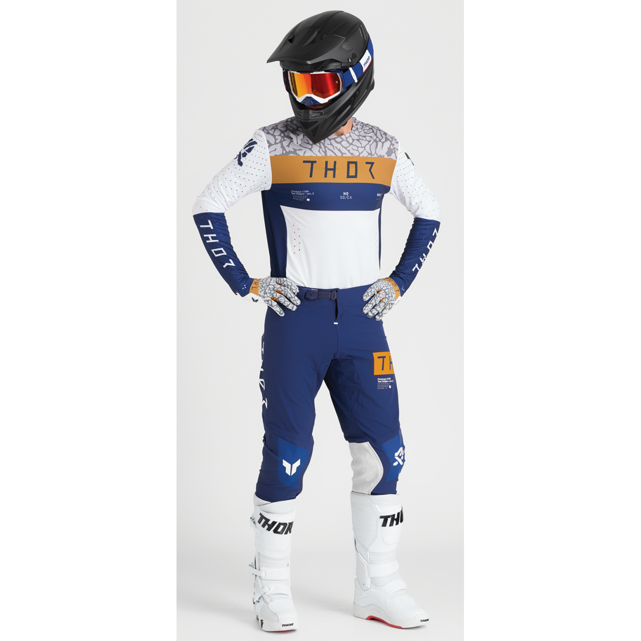 THOR Sportmode Bravo Gloves - Navy/Copper - XS 3330-8236