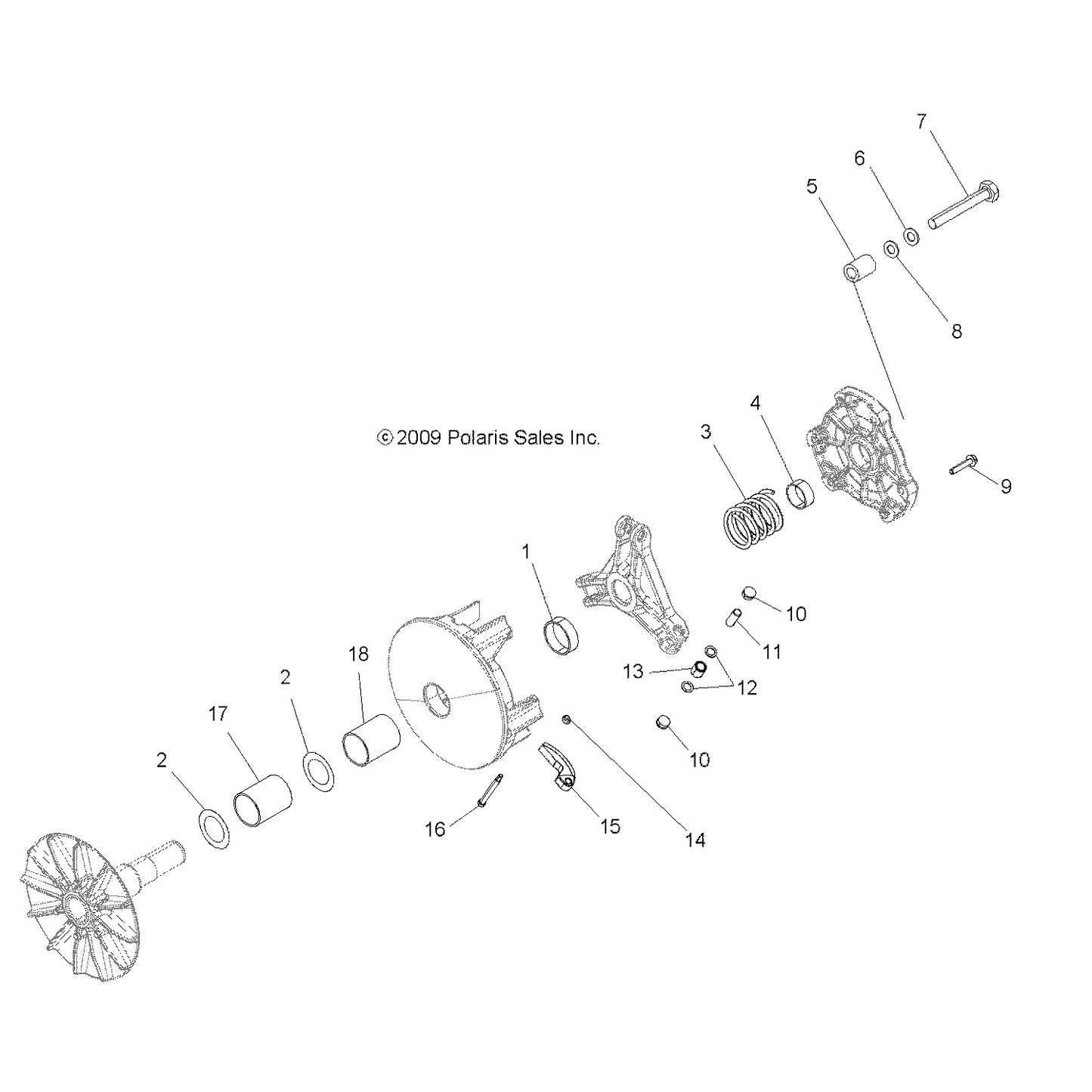 Polaris RZR Non-Breaking Bearing Assembly, Genuine OEM Part 1521185, Qty 1