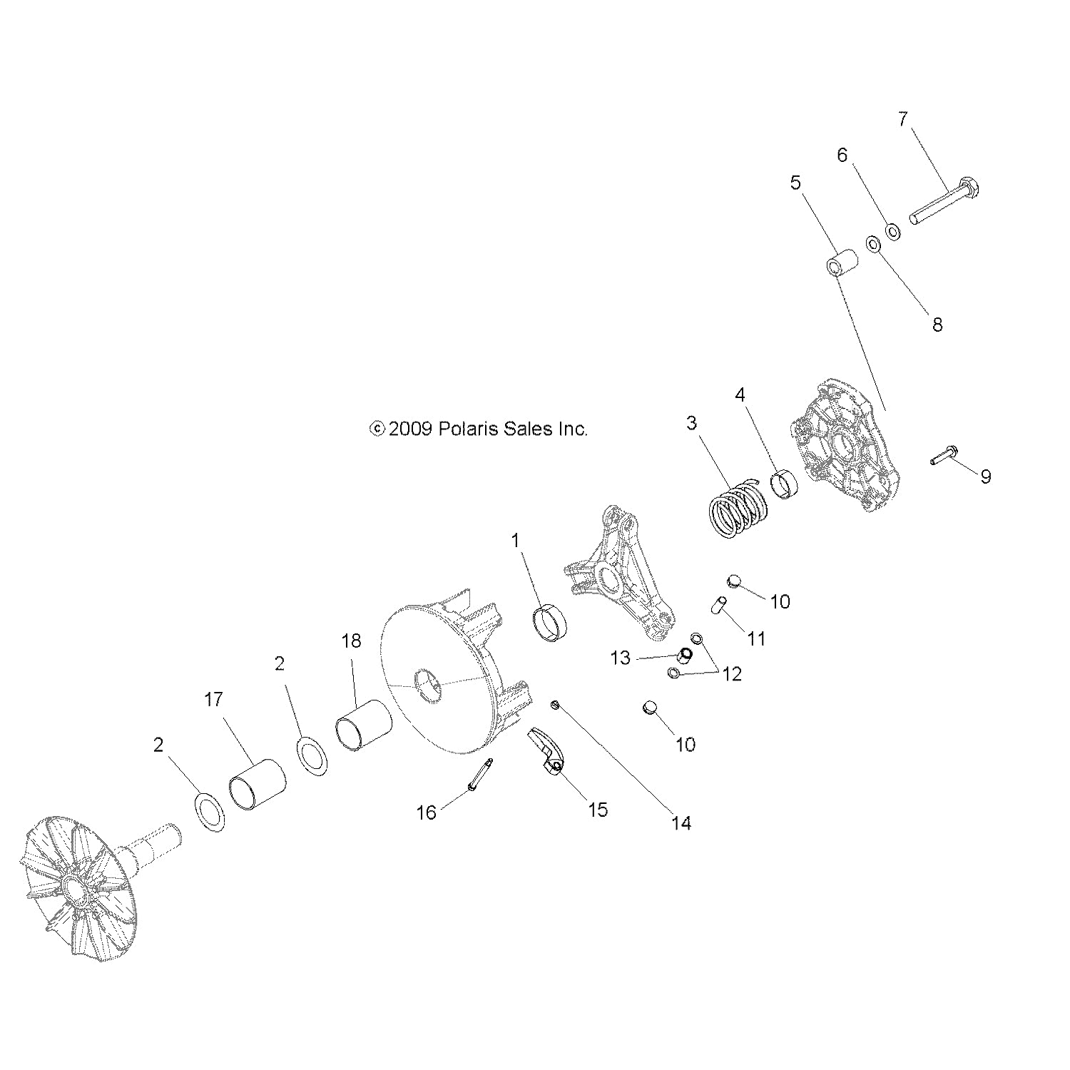 Polaris RZR Non-Breaking Bearing Assembly, Genuine OEM Part 1521185, Qty 1