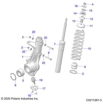 Polaris Ranger Hubstrut Assembly, Right, 4 x 4, Genuine OEM Part 1822826, Qty 1