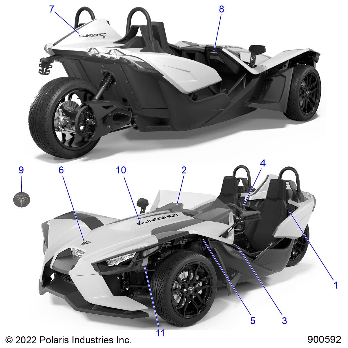 Polaris Slingshot Decal-Hood,SLNG,LH,Silver, Genuine OEM Part 7187367, Qty 1