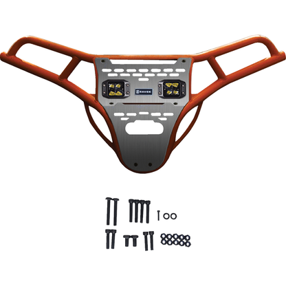 RAVEK Front Bumper/Skid Plate with Amber Lights - Orange - RZR XP 1000 64-317ORLA
