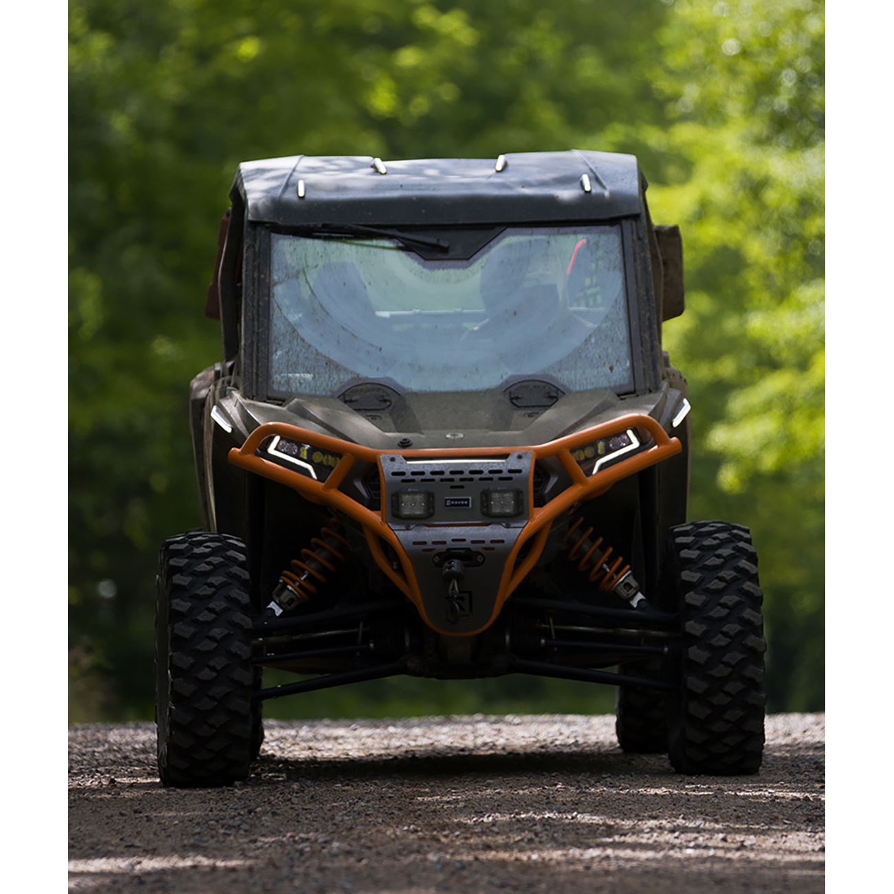 RAVEK Front Bumper/Skid Plate with White Lights - Orange - RZR XP 1000 64-317ORL